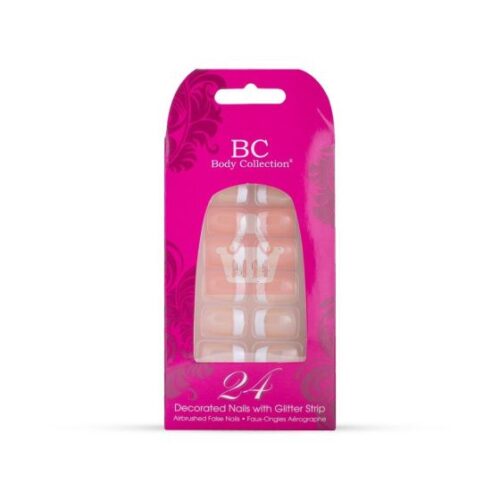 Body Collection (BC) 24 Decorated Nails with Glitter Strip 3g Clear (BQ6533)