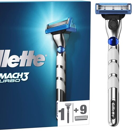 Gillette Mach3 Turbo Mens Razor Blue Grey Mens Razors